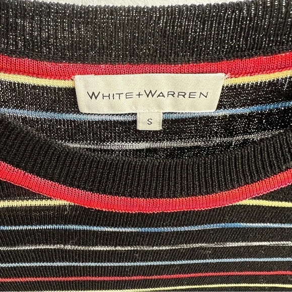 White+Warren Striped Crew Neck Top, Size: S - Picture 2 of 5